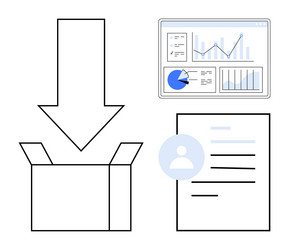 data being uploaded into a box with reports vector image