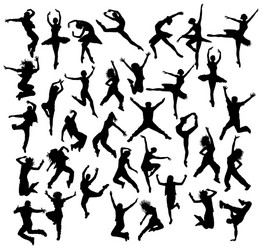 Dynamic Dancer Silhouettes Vector Image