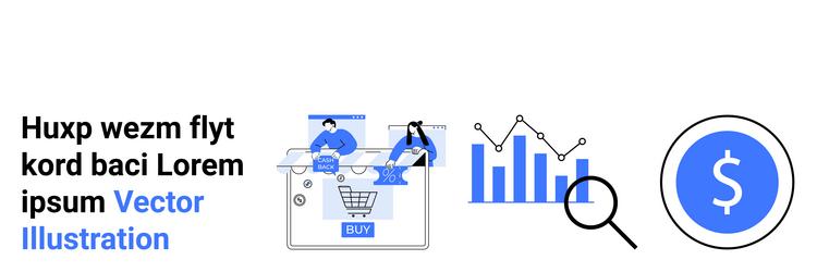 e-commerce shopping and data analysis with graphs vector image