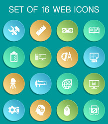 engineering web icons on colorful round vector