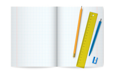 Set of pencil calculator book ruler yardstick Vector Image