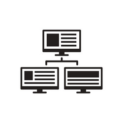 flat icon in black and white computer network vector