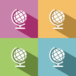 Globe icon with shade on colored background vector