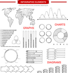 Infographic elements with sketched chart graph vector