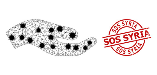 asking hand triangulated mesh icon with infection vector image
