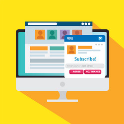 computer with social profile and community message vector image