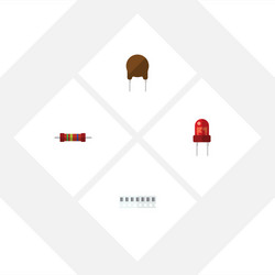 flat icon device set of memory triode resistance vector image