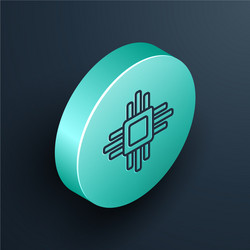 isometric line computer processor vector image