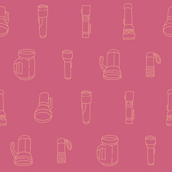outline collection of flashlight seamless pattern vector image