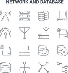 set 16 network and database concept line icons vector image