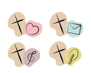 set christian icon cross with different elements vector image
