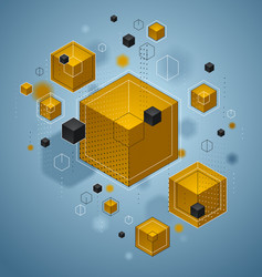 Abstract design with cluster of 3d cubes vector