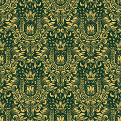 damask seamless pattern repeating background gold vector image
