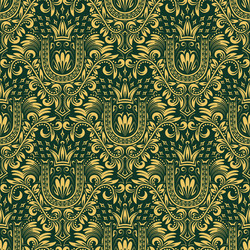 Damask seamless pattern repeating background gold vector