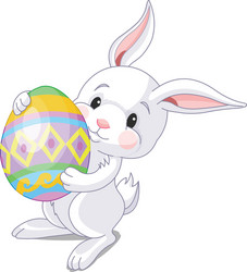 Cute easter bunny carrying egg Royalty Free Vector Image