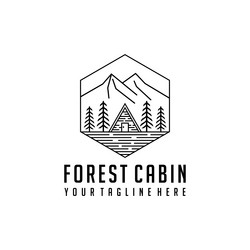 forest cabin line art Vector Image