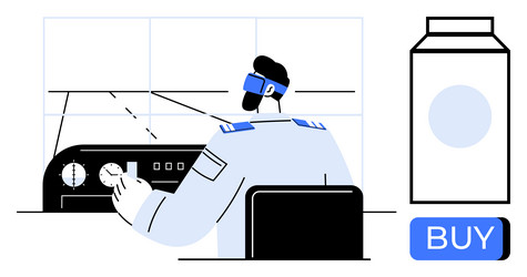 pilot navigating aircraft using advanced vector image