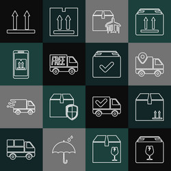 set line delivery box with fragile content vector image