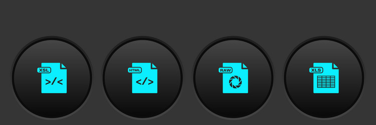 Set xsl file document html raw and xls icon vector