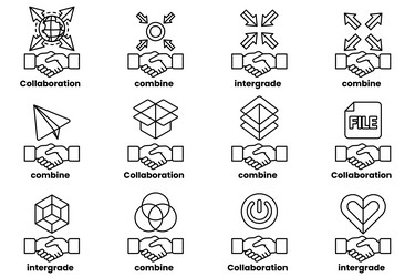a series of handshakes each with different vector image