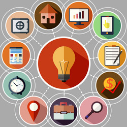 business management and data analytics icon set vector