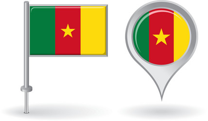 Cameroon Map Pointer Flag Icon vector image