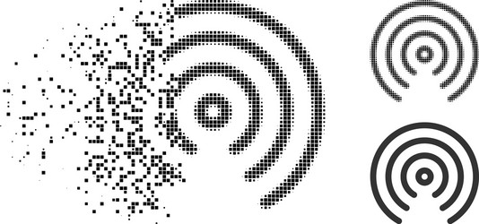 dissolving dotted halftone airdrop center icon vector