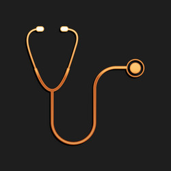 gold stethoscope medical instrument icon isolated vector