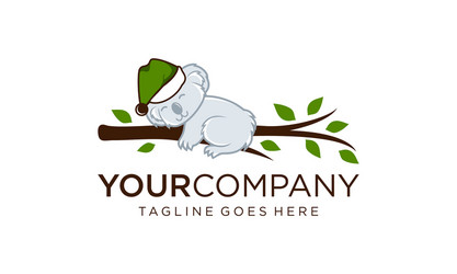 lazy koala sleeping on tree branches vector image