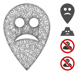 Sad map marker web mesh vector