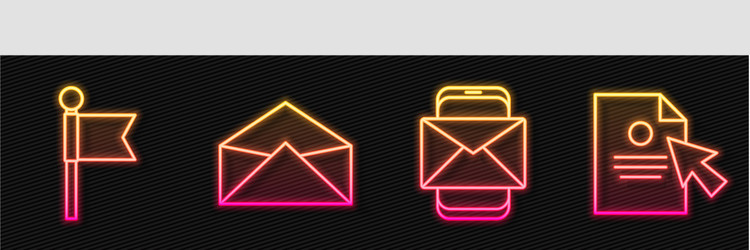 set line mobile and envelope location marker vector image