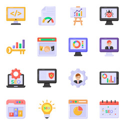 set of seo and programming flat icons vector image