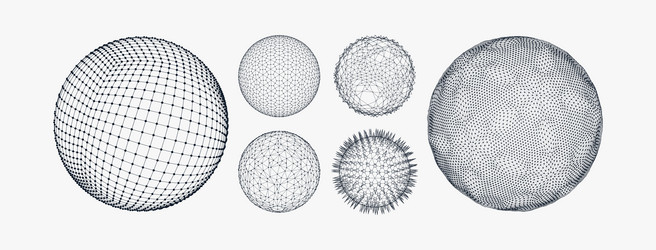 sphere with connected lines and dots wireframe vector