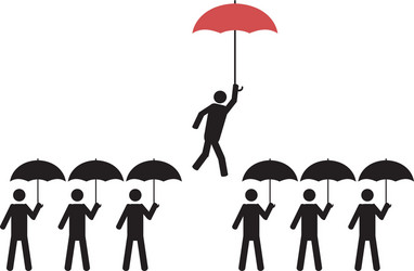 a person with red umbrella is picked vector