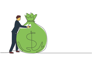continuous one line drawing businessman hugging vector image