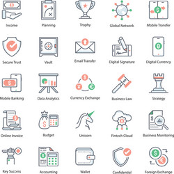 Financial accounting flat icons pack vector