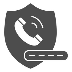 handset on shield and pin code solid icon banking vector image