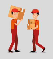 logistic services with team delivery workers vector image