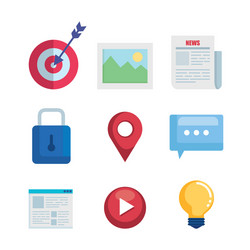 set digital data with chat bubbles vector image