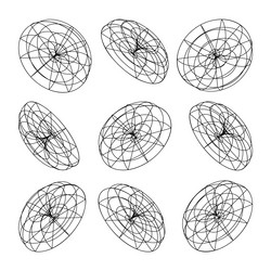 wireframe lined shapes perspective mesh 3d grid vector image