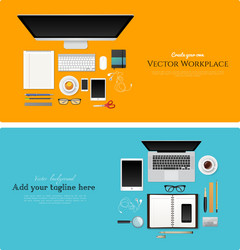 workplace with isolated objects vector image