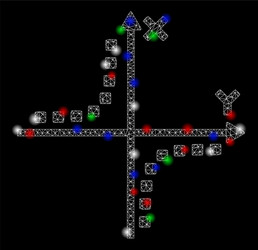 bright mesh 2d hyperbola plot with flash spots vector image