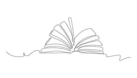 Continuous one line drawing of a hands holding open book flying