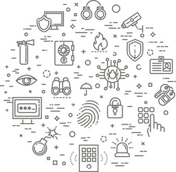 outline web icon set - security and technology vector image