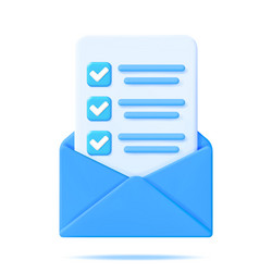 3d paper envelope with approved document isolated vector image