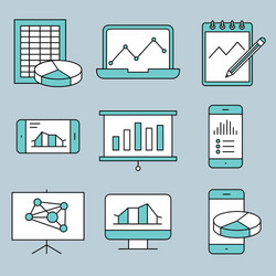 Analysis statistics line icons vector