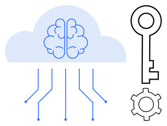 cloud-based ai with key and gear for innovation vector image