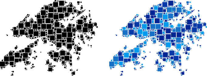 Dot hong kong map with blue version vector