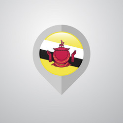 map navigation pointer with brunei flag design vector image