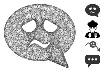 sadness smiley message web mesh vector image